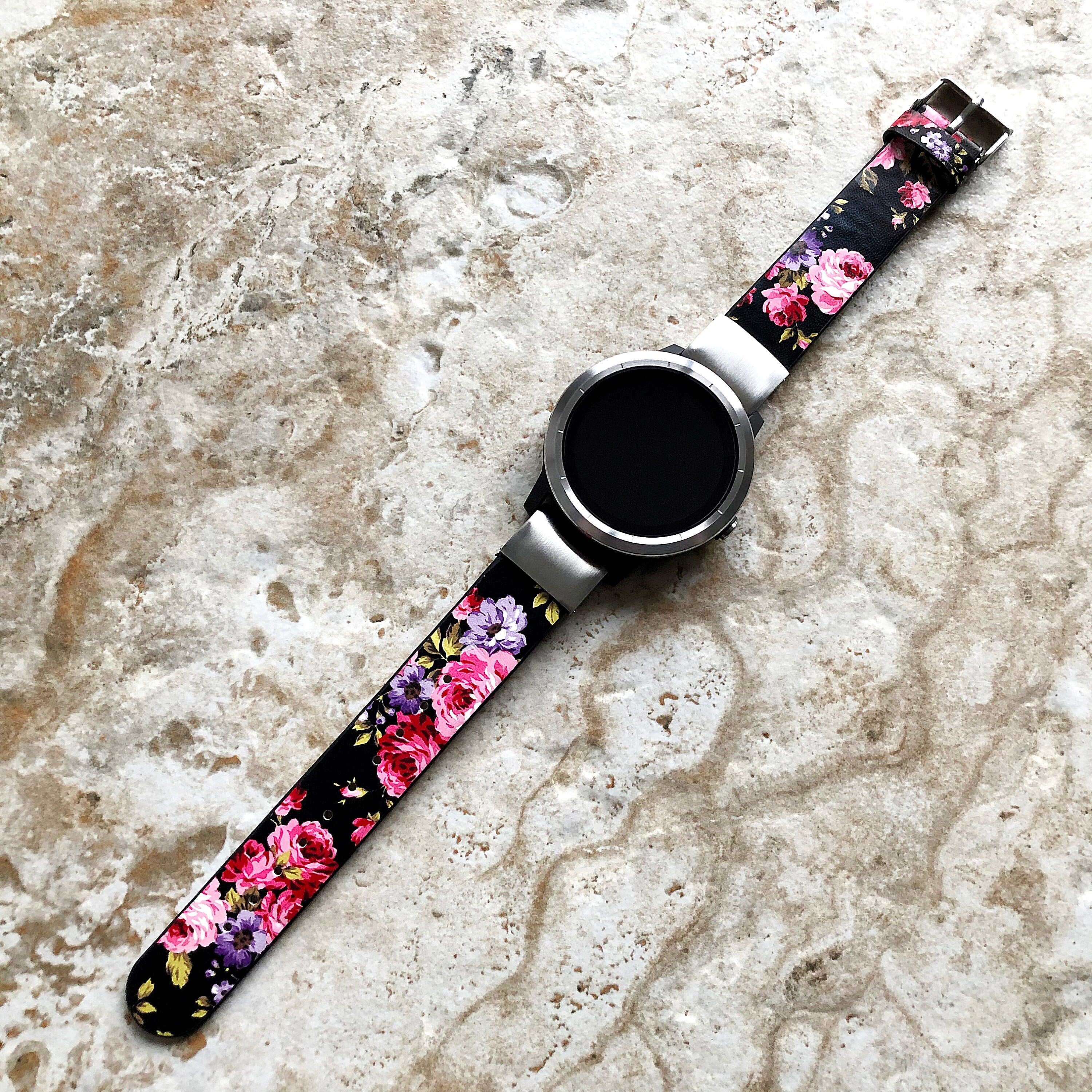 Garmin Red Black Floral FL5 Band for epix Pro Gen 2 42mm and fenix 6S Pro 5S fenix 5S Plus Leather Bracelet Quick Fit Watch Strap A20B18